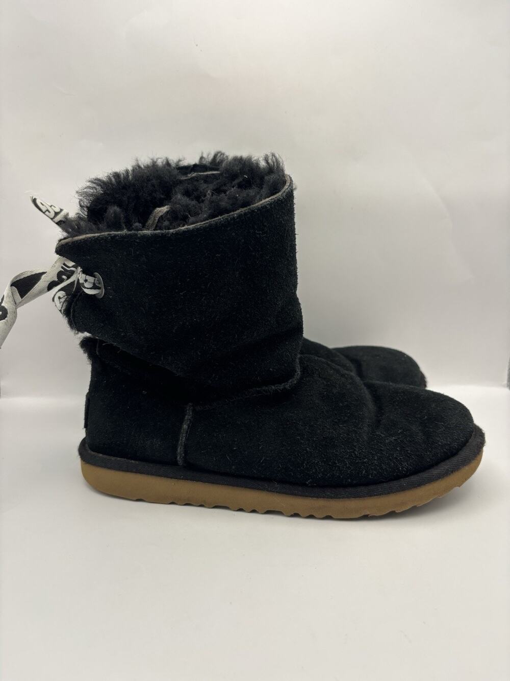 Ugg Bailey Bow II Black Boots Kids Size 5